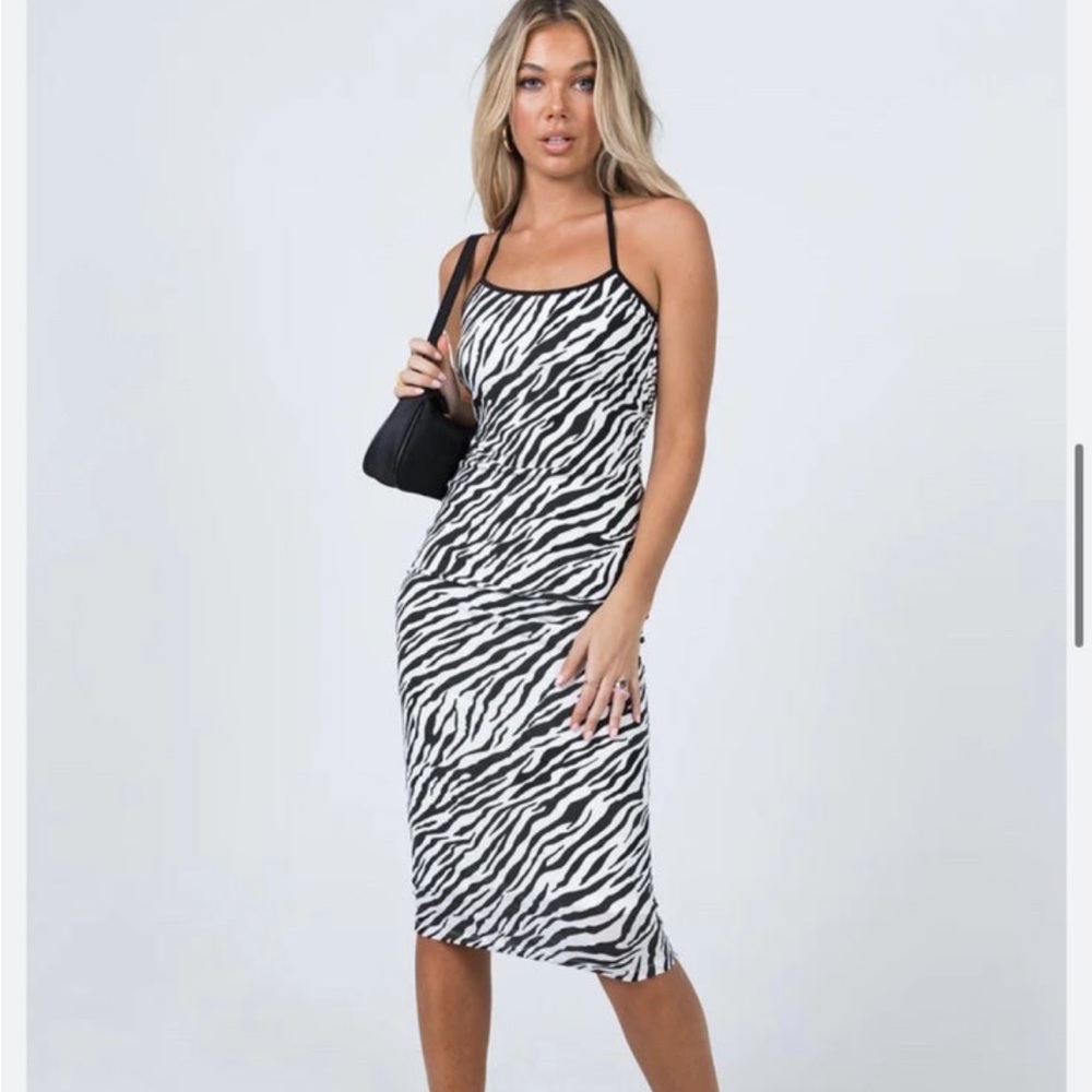 Princess polly zebra midi dress, wild moment dress size 2